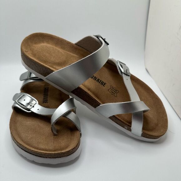 CUSHIONAIRE Women's Cork Footbed Sandal With +Comfort 8 SILVER - Picture 6 of 7
